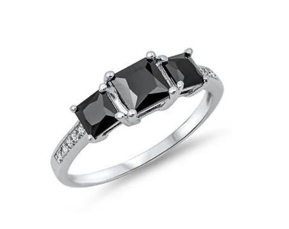 Silvershake 7mm Natural Black Onyx 925 Sterling Silver Victorian Style Solitaire Ring