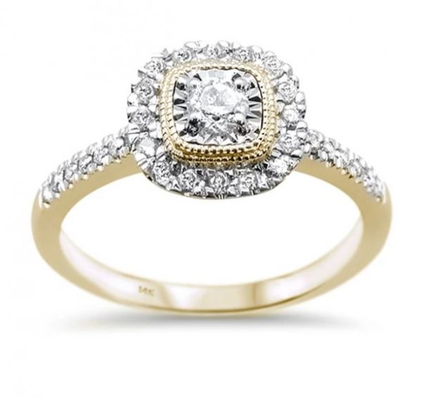 .39ct 14k Yellow Gold Square Shape Diamond Engagement Wedding Ring ...